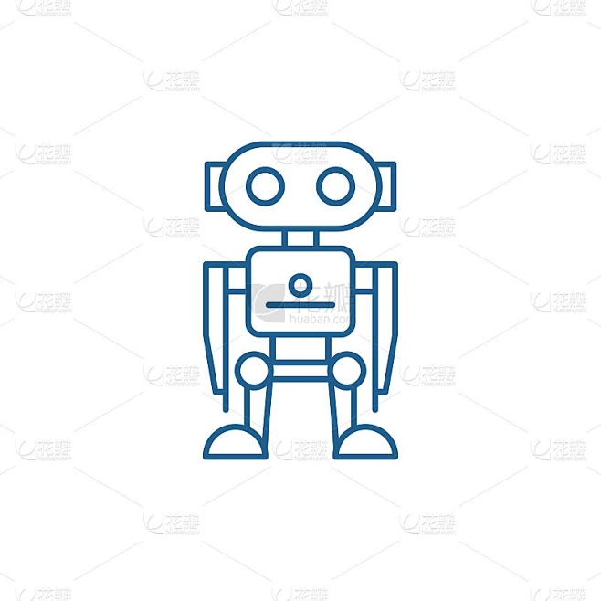 Robot line icon concept. Robot flat vector symbol素材-花瓣网