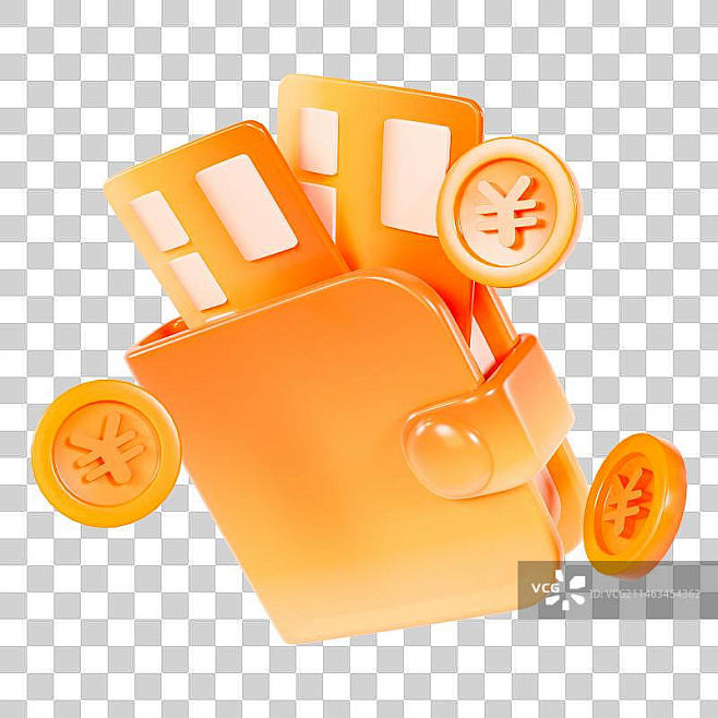 C4D立体金色渐变钱包银行卡金币理财金融...