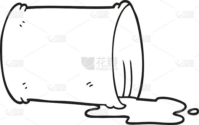 黑白卡通溢出油桶