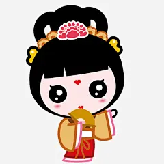 卡通古典美人简图高清素材 卡通 古代美女 古典美人 头饰 扇子 折扇 服饰 免抠png 设计图片 免费下载