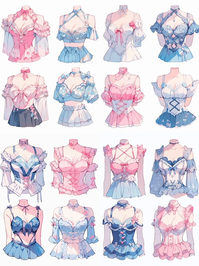 上衣｜oc穿搭内衣服装设计手帐画画素材3...