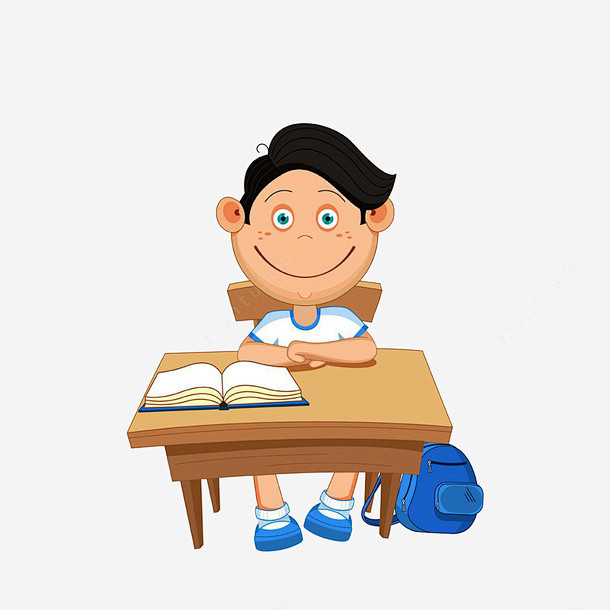 卡通认真老实听课的小学生 页面网页 平面电商 创意素材