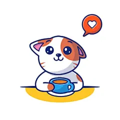 可爱的卡通猫咪喝咖啡插画