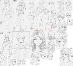 #SAI资源库# 元气动漫少女的马尾辫、动漫大叔的平头等上百种发型参考，让发型更显人物性格哟格~自己借鉴，转需~