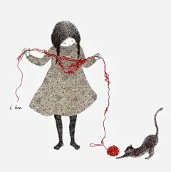 毛线和猫_新图网 https://ixintu.com 猫咪 毛线 女孩 文艺插画 卡通 手绘