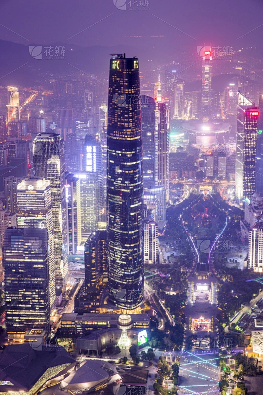 广州,都市风景,夜晚,垂直画幅,著名景点,风景,市区,建筑结构,金融区,户外素材-花瓣网