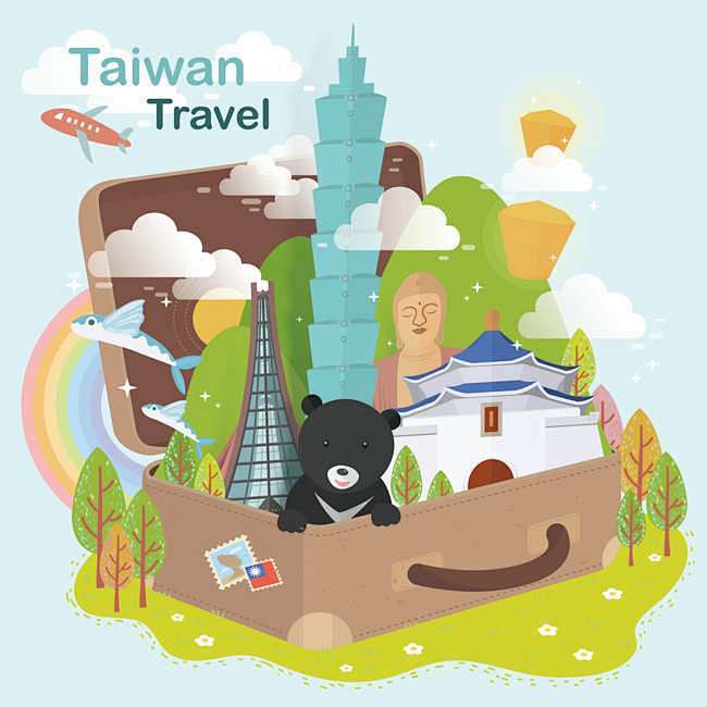 【矢量可下载】台湾旅游美食建筑文化海报地...