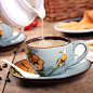 手绘咖啡杯碟套装 特色复古小资情调陶瓷杯子马克杯欧式创意礼品-淘宝网