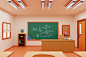 3d illustration of school classroom