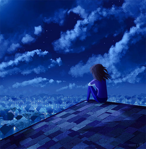 云孤独背影女子