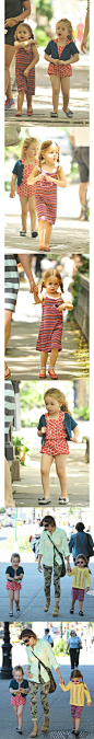 #kids street style# #儿童街拍# 上学途中的Marion&Tabitha。波普风和大波点给两只的打扮添加了一些些复古色彩。（6/12/2013, in NYC.）