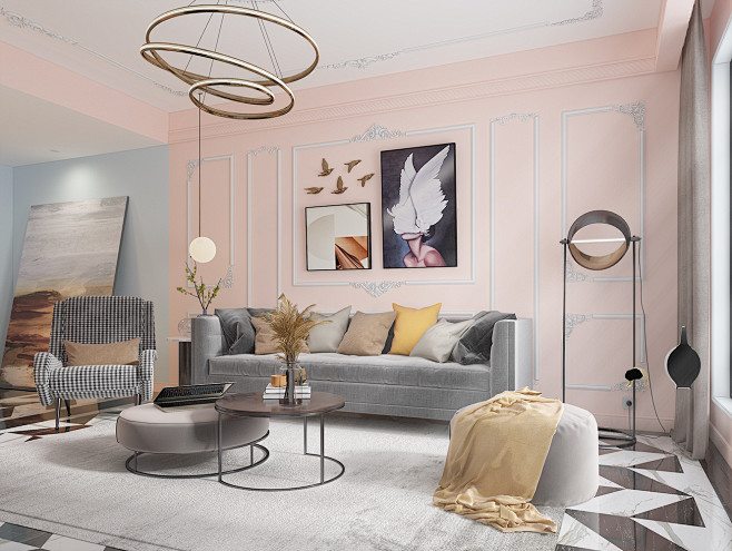 简欧法式客厅模型 沙发-室内设计-拓者设...