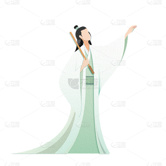 七夕节中国风插画贴纸-许仙