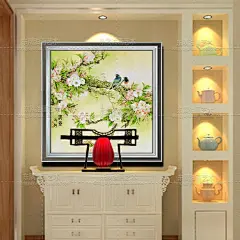 手绘现代客厅装饰画中式花鸟工笔油画沙发背景墙壁画餐厅挂画包邮-淘宝网