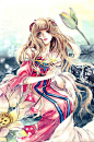 vivien lu 花的寂寞 艺术插画 清新 水彩 日式漫画 插画 手绘 中国风 CG