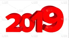 2019红色标志向量。Sign 3d Numbers 2019。贺卡的设计。红色的。插图