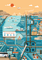 Izmit report 2013 - Cover illustration : I've been commissioned by 'Graffiti' agency from Turkey to illustrate cover illustration of Izmit city.I had to follow the brief to reacreate the city landscape of Izmit city following map layout.  