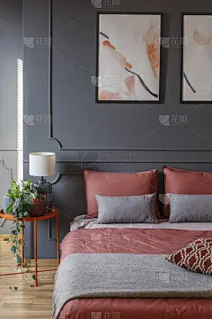 灰色,粉色,宾馆客房,垂直画幅,壁脚板,无人,古典式,生姜,灯,乡村风格