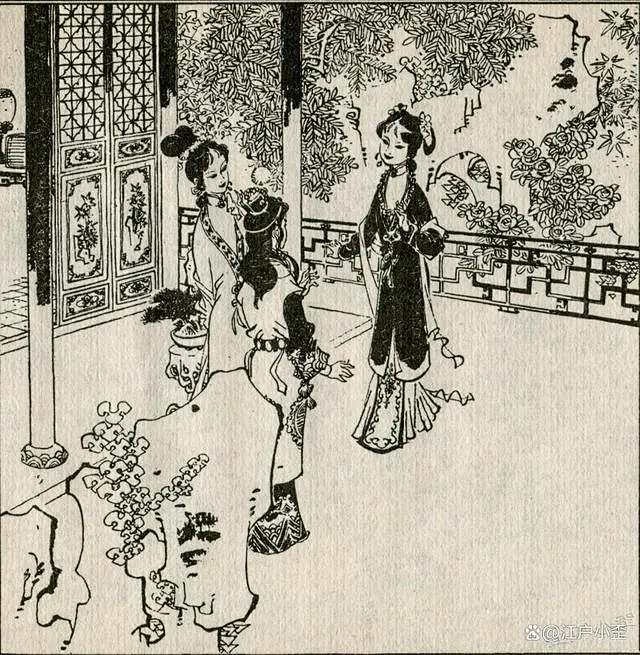 红楼梦连环画《黛玉葬花》鉴赏，徐晓平绘画-花瓣网