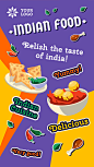 印度美食餐饮菜单插画海报