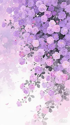 治愈紫色系壁纸·粉白紫蔷薇 - 小红书