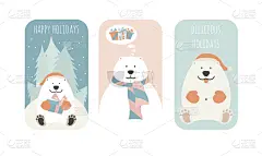 可爱的,北极熊,肥胖,杯,壁纸,雪,动物,问候,复古
