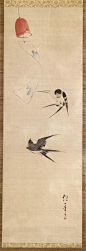 Sakai Hoitsu (1761-1828) Two Swallows and Wind Bell