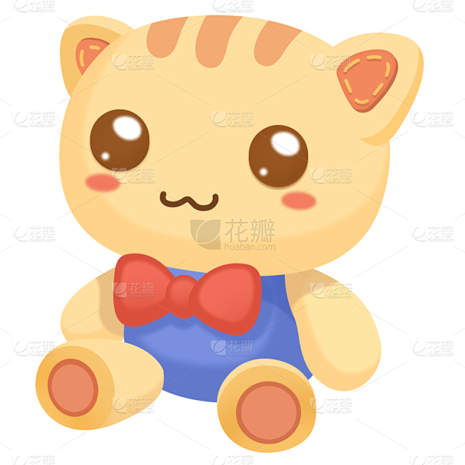 手绘-卡通风玩偶动物贴纸-猫