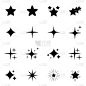 Sparkles Black Template Icons on White Background.