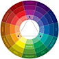 三角对立配色（The triad ）采用等边三角上的三种颜色进行搭配，可以在维持色彩协调的同时，制造强烈的对比效果。即便采用淡色或者不饱和色，这种搭配也可以营造出生气盎然的效果。