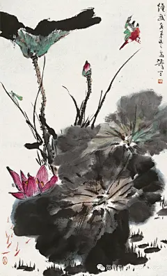 清新秀丽情趣盎然：王雪涛写意荷花作品