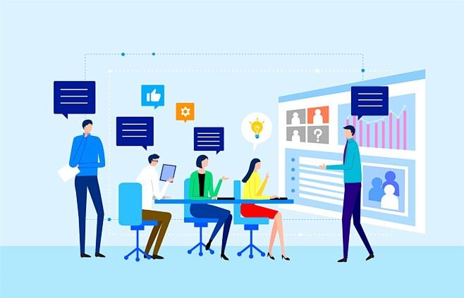 演示屏幕沟通协作讨论沟通团队协作插图插画设计ai10