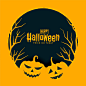 flat-happy-halloween-yellow-background-with-trees-pumpkins_1017-34194
