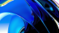 abstract color 3D blue glossy chrome curves movement