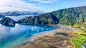 General 3840x2160 landscape 4K water mountains bay boat New Zealand Picton beach hills