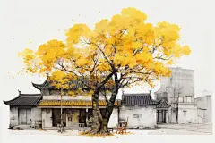 水墨江南意境插画绘画