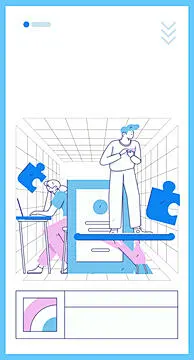 运营插画 | 图源免费EPS文件 |商务人员操作工作场景的平面矢量插画