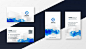 Abstract white and blue business card template set