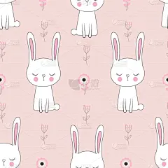 式样,兔子,婴儿,夏天,白色,粉色,可爱的,自然美,自然,复古
