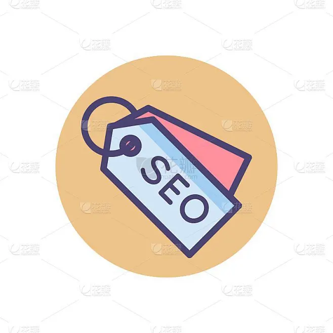 SEO标签图标在平面设计风格。搜索引擎营销配置符号。