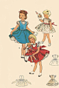 Vintage 1950's Sewing Pattern Adorable Identical  Little Girls Party Dress Size 4 & Matching Dolls Clothes Dress