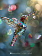 【ai宇宙吧】创意宝石珠宝动物蜂鸟艺术品背景Midjourney描述关键词咒语IV：