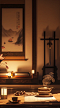 中式直播室内背景图（库存） - 小红书