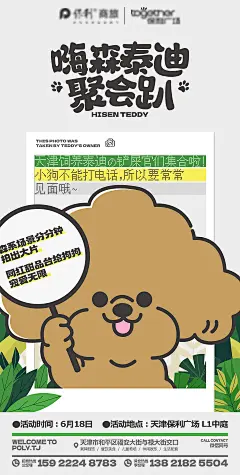 地产微信创意海报宠物卡通泰迪狗狗动物-素材库-sucai1.cn