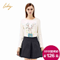 LILY 冬季新品女装 欧美通勤时尚小鹿印花长袖T恤 113430C8247-tmall.com天猫