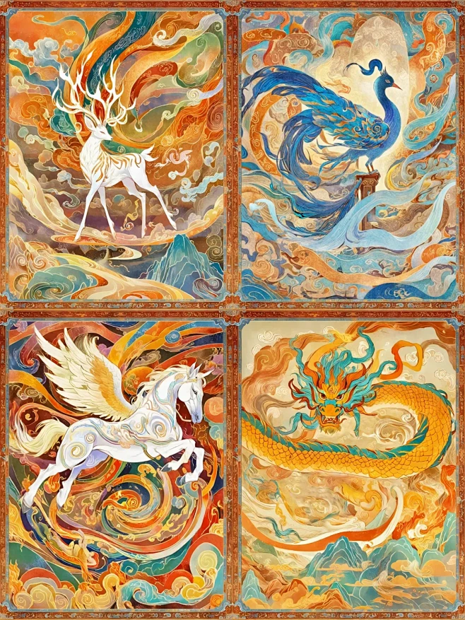 锦绣中华｜敦煌四瑞兽 - 小红书图片_美业图片素材-花瓣网