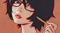 General 1920x1080 Ilya Kuvshinov drawing cartoon glasses