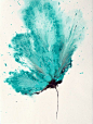 Abstract flower wall art in teal and brown presents on unbleached white archival cotton ragg paper in this modern flower painting. Size of painting is 18 x 24 inches.  ♥ More Original Flower Paintings: http://etsy.me/1BUsiBL  All artwork © Catherine Jelte