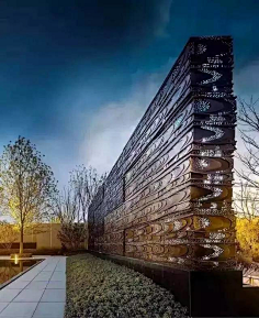 景墙雕塑-花瓣网|陪你做生活的设计师 | 新中式 展示区 镜面水 水景 