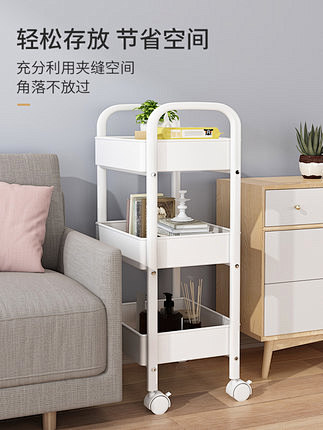 小推车置物架落地多层家用卧室婴儿移动零食...